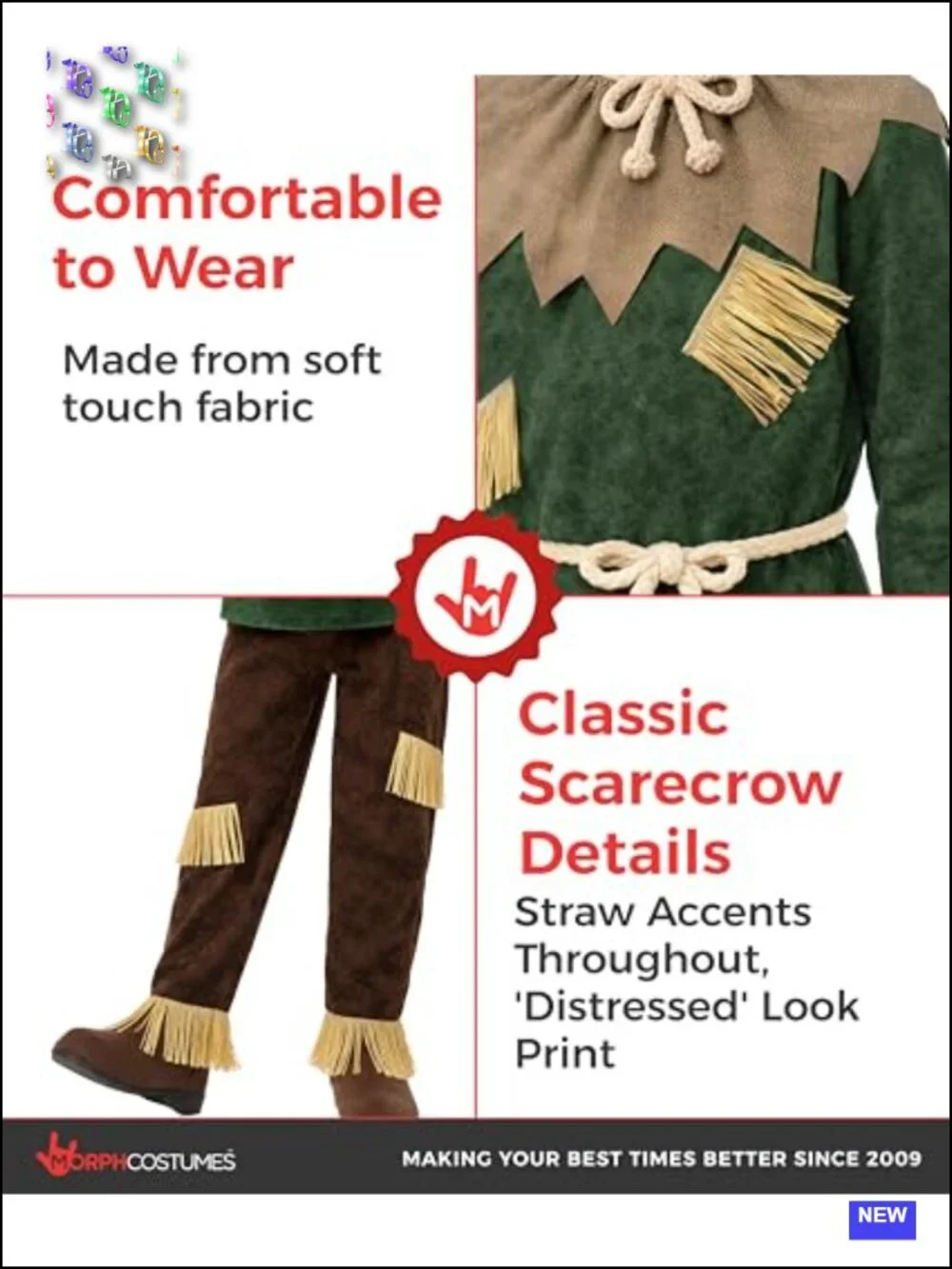 Kids Scarecrow Costume Boys Halloween Cosplay Set with Hat